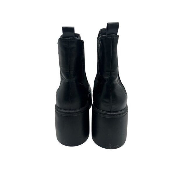 Womens Platform Wedge Ankle Boots 9.5 M Black Nine West Henrita3 Slip On Chunky - Picture 4 of 16